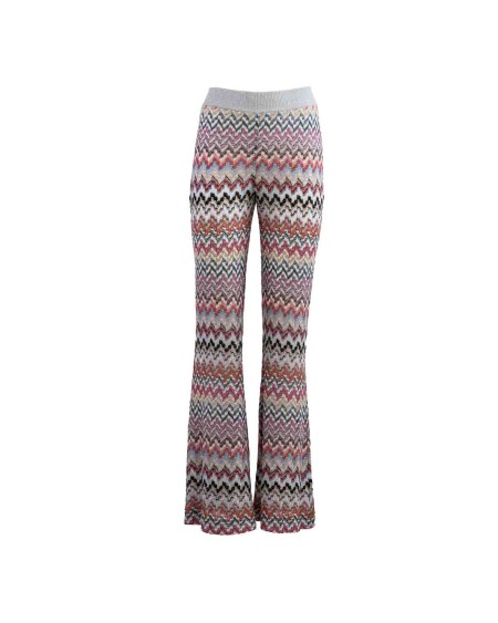 Shop MISSONI  Pantalone: Missoni pantaloni svasati in viscosa chevron.
Vita alta elasticizzata.
Maglia in misto viscosa lamé.
Lavorazione raschel zig zag.
Composizione:84%Viscosa, 16%Fibra Metallizzata.
Fabbricato in Italia.. DS24SI0Z BR00UX-SM975